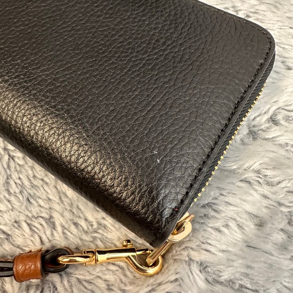 Coach Horse and Carriage Black Pebbeled Leather Long Zip Around Wallet - Picture 3 of 7